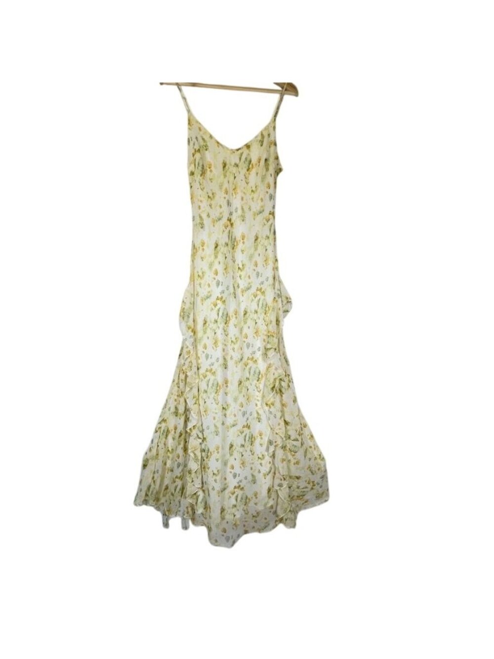Fairycore Floral Ruffle Maxi Dress S Spaghetti Strap Ethereal Romantic Garden - Picture 2 of 13